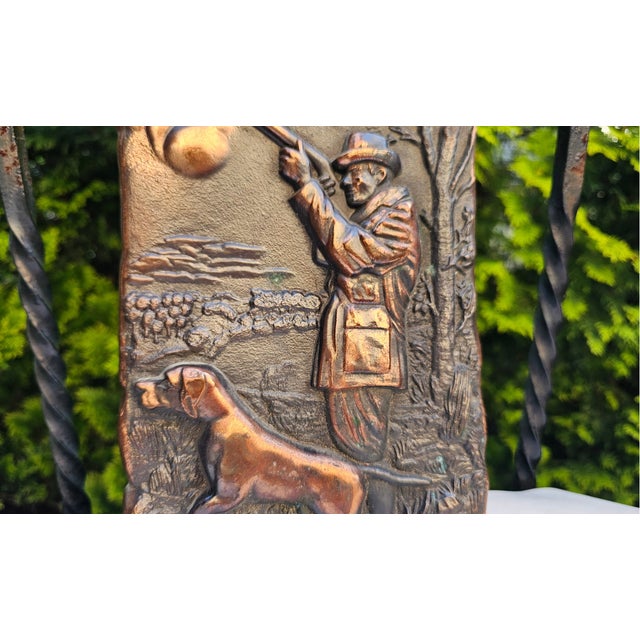 Painting, copper relief, hunting, 1940s, dimensions height 28,5 cm, width 17,2 cm, depth 2,2 cm