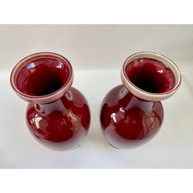 Mid 20th Century Vintage Chinese Oxblood Porcelain Vases - A Pair For Sale - Image 5 of 8
