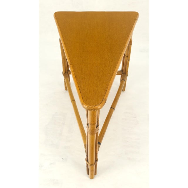 Fick Reed Atr Bamboo Rattam Wedge Triangle Shape Occasional Side End Table Stand