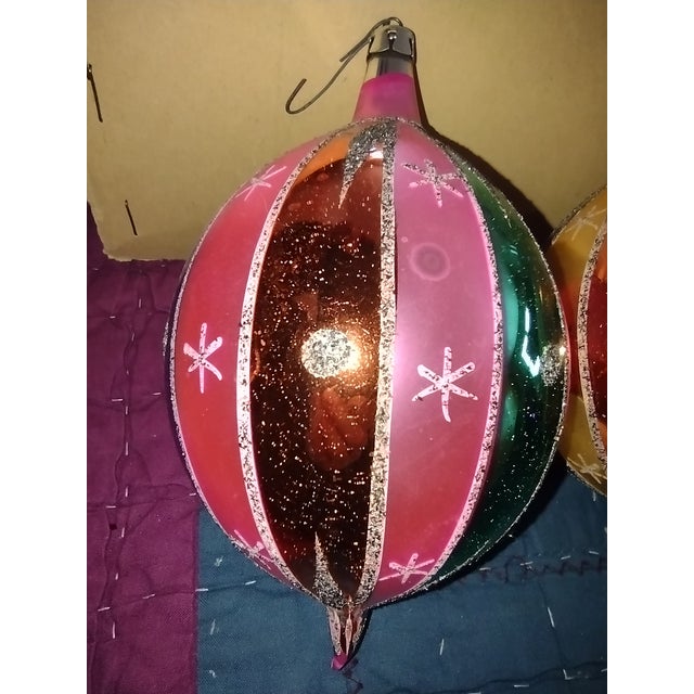 Metal Rich Colored Glass Tree Ornaments in Original Box For Sale - Image 7 of 17