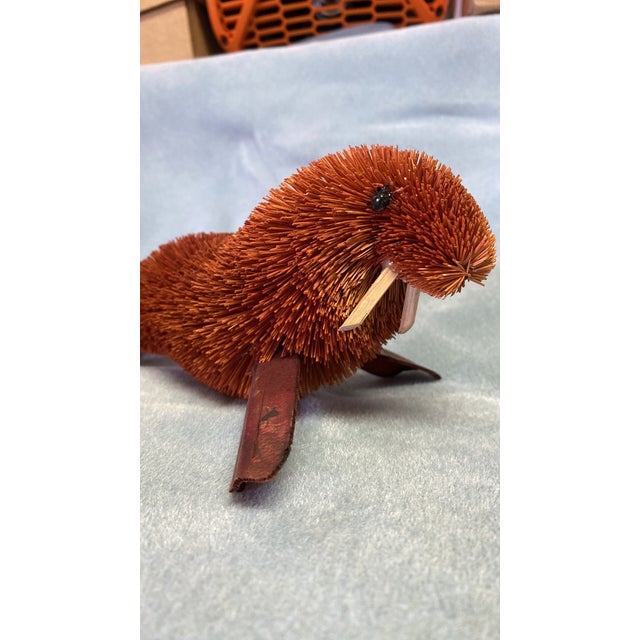 Vintage Walrus Figurine Bottle Brush Brown For Sale - Image 4 of 12