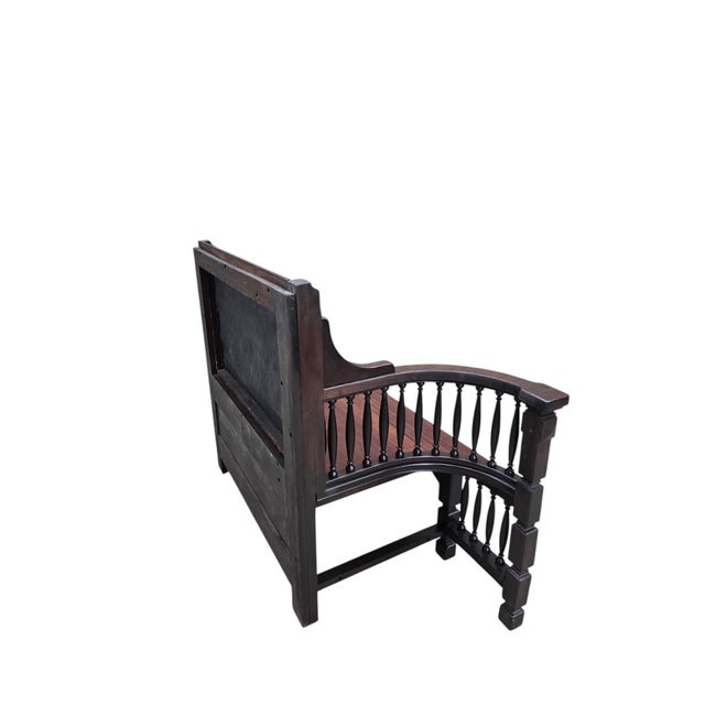 Antique Eastlake Victorian Style Button Tufted Velvet Back Settee Antique Eastlake style settee featuring a button-tufted...