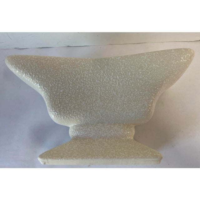 Ceramic Vintage Speckled Finish Space Age White Planter For Sale - Image 7 of 9