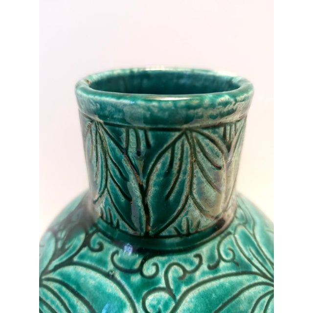 Handcrafted Green Ceramic Vases attributed to Fratelli Fanciullacci, Italy, 1960s, Set of 2 For Sale - Image 10 of 12