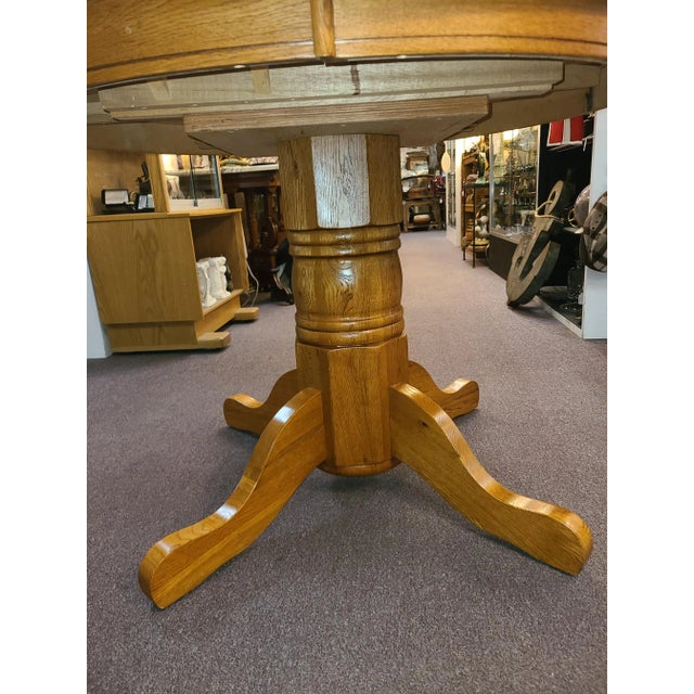 1990s Vintage Cal Oak, Inc. Solid Oak Dining Table and Four A-America Chairs. Total Suite of 5. For Sale - Image 4 of 13