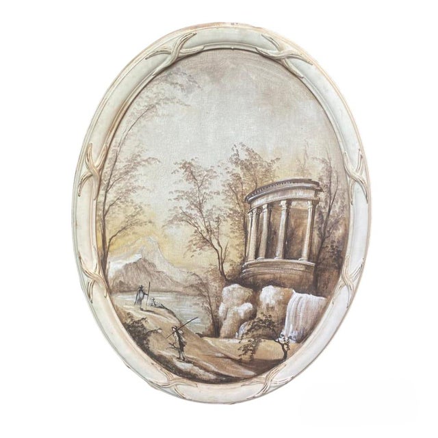 Italian Artist, Grisaille Compositions, Oil on Oval Canvases, 1800s, Set of 3 For Sale - Image 3 of 13