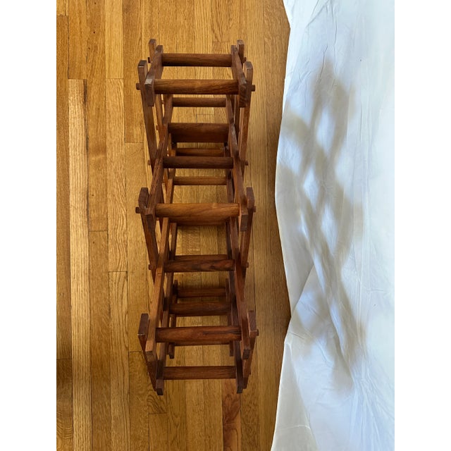 Mid-Century Modern Vintage Goodwood Teak Folding 10 Bottle Wine Rack For Sale - Image 3 of 5