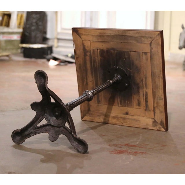 Wood 19th Century Napoleon III Polished Iron Bistrot Table With Oak Parquet Top For Sale - Image 7 of 8