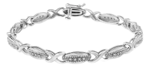 .925 Sterling Silver 1/5 Cttw Round-Cut Diamond "X" Link Bracelet - Size 7.50" (I-J Color, I2-I3 Clarity)