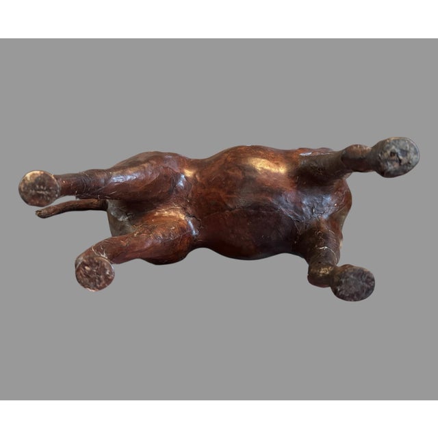 Early 20th Century Vintage Antique Leather 21" Figural Ibex Statue Sculpture For Sale - Image 5 of 9