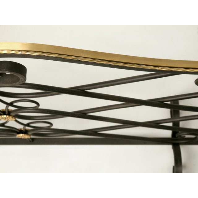 Black Steel & Brass Fireplace Screen Without Mesh For Sale - Image 8 of 10