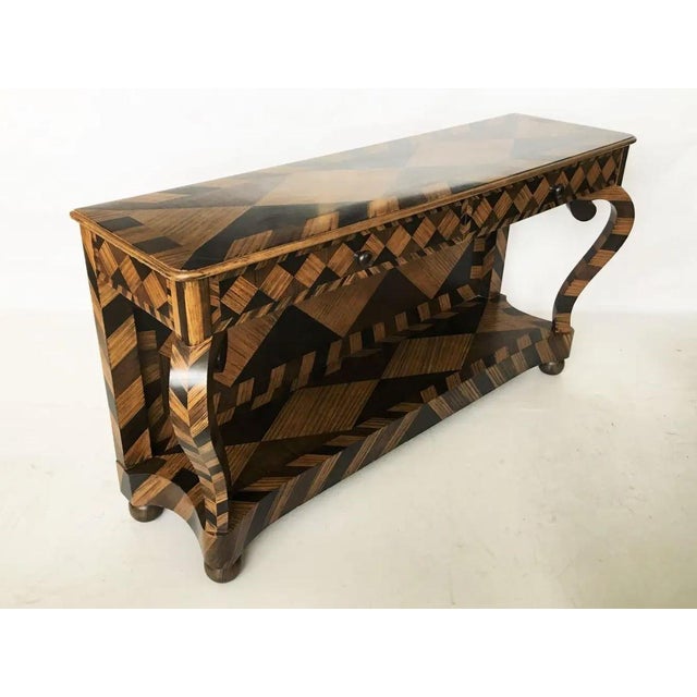 Unique Geometric Marquetry Console Table For Sale - Image 4 of 8