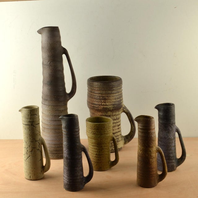 Mid-Century Ceramic Studio Vases in Muted Colors, Set of 7 For Sale - Image 4 of 18