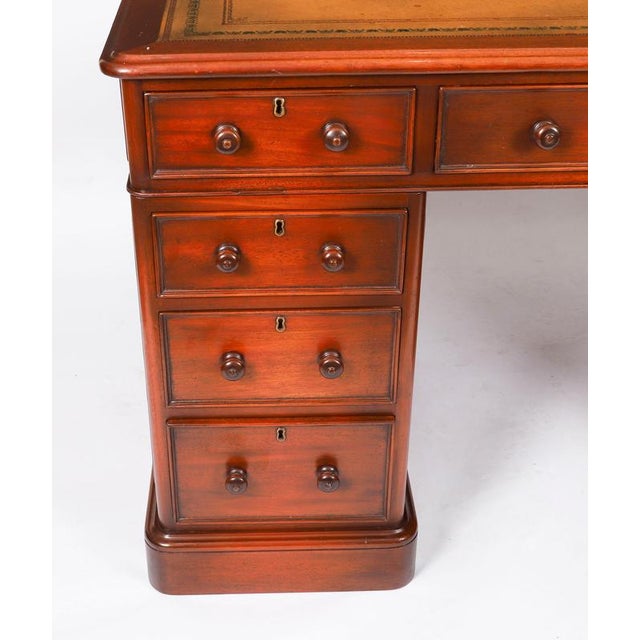 Vintage Flame Mahogany Twin Pedestal Desk For Sale - Image 11 of 18
