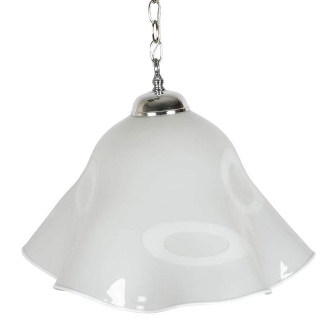 Murano Late 20th Century Murano Fazzoletto White Art Glass Pendant Light With Chrome Hardware For Sale - Image 4 of 4