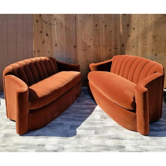 Mid Century Modern Channel Back Loveseat by Larry Laslo for Directional