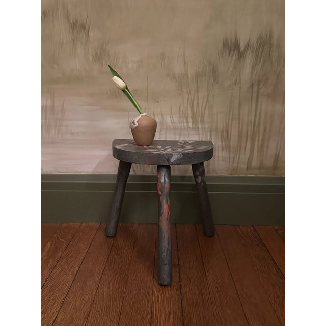 Modern Custom Hand-Painted Milking Stool For Sale - Image 3 of 4