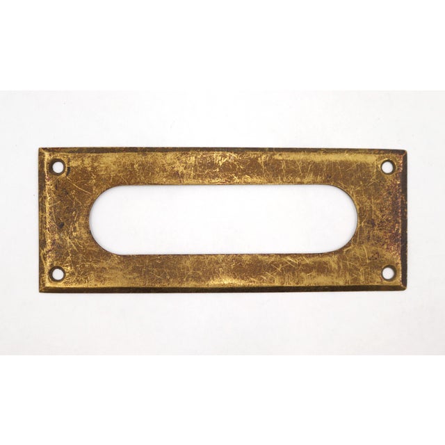 Traditional Vintage 6 In. Rectangular Brass Mail Slot Set For Sale - Image 3 of 4