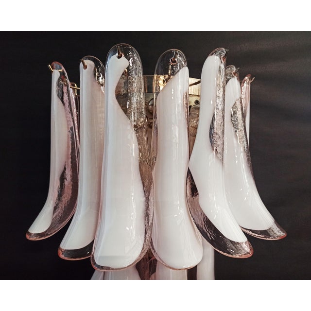 Vintage Italian Murano Wall Lights with Pink and Lattimo Glass Petals, 1990, Set of 2 For Sale - Image 4 of 15