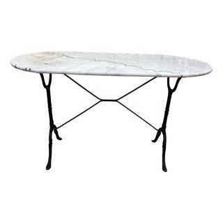 Antique Bistro Table in White Marble and Cast Iron, 1890s For Sale