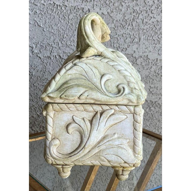 Ceramic Circa 1960 Neoclassic-Style Ceramic Bisque Acanthus Leaf Lidded Centerpiece Box For Sale - Image 7 of 18