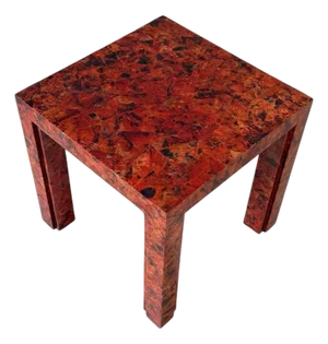 R & Y Augousti Red Penshell Side/End Table, France 1970