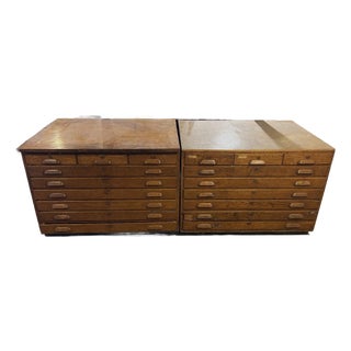 Vintage Hamilton Manufacturing Co. Oak Flat File Cabinet For Sale