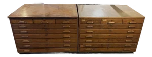Vintage Hamilton Manufacturing Co. Oak Flat File Cabinet