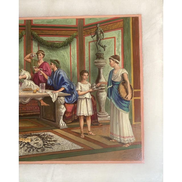 Blue 19th Century Italian Oil on Alabaster Painting Pompeian Interior Scene in Ormolu For Sale - Image 8 of 18