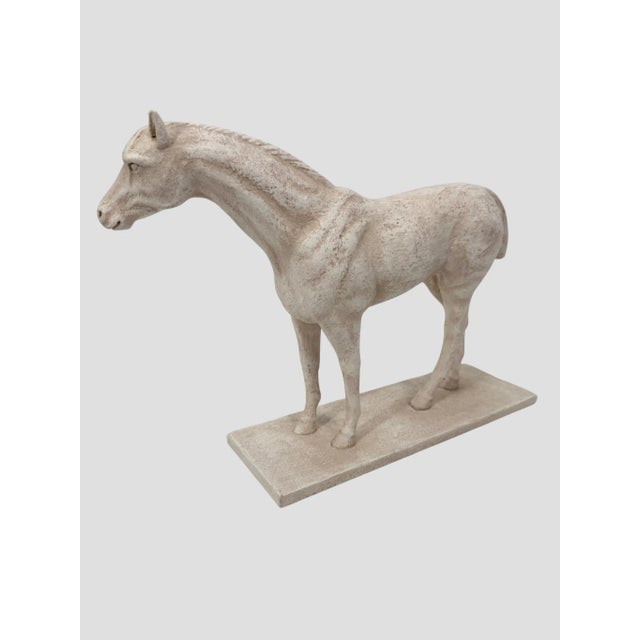 Beautiful white horse marquette in an aged plaster finish. Standing on platform. This would make a lovely addition to any...