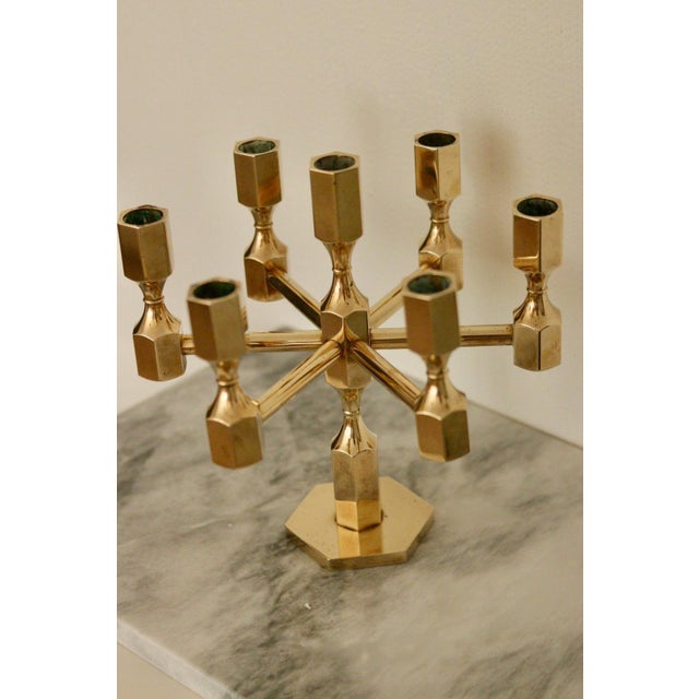 Metal Vintage Swedish Brass Candelabra by Gusum, 1978 For Sale - Image 7 of 10