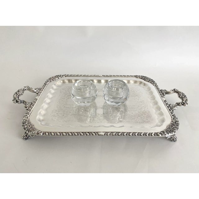 Vintage F B Rogers Silverplate Footed Tray For Sale - Image 9 of 9