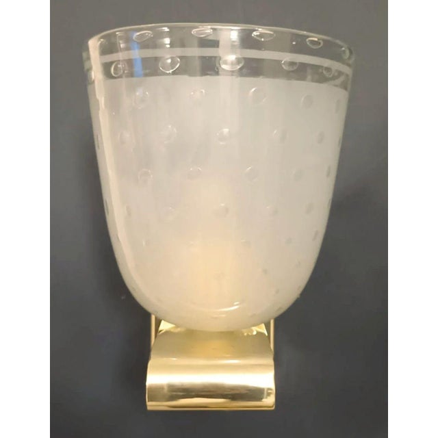 1950s Italian Mid-Century Murano Glass & Brass Sconces. Barovier E Toso - Set of Six For Sale In Los Angeles - Image 6 of 8