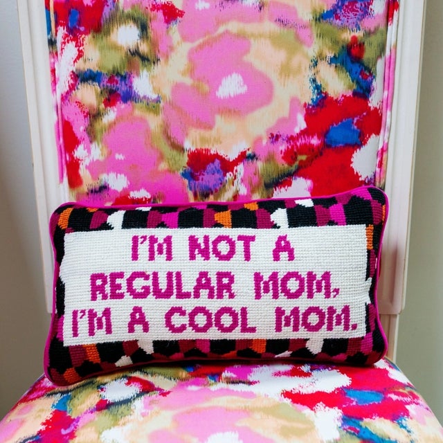 Kenneth Ludwig Chicago Cool Mom Needlepoint Pillows For Sale - Image 4 of 6