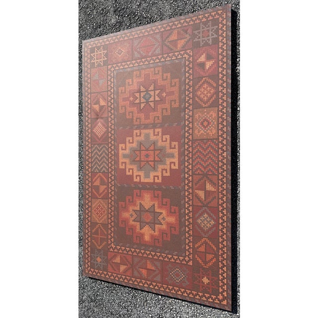 Tribal Traditional Turkish Rug Painting by E.Vial 1994 For Sale - Image 3 of 8