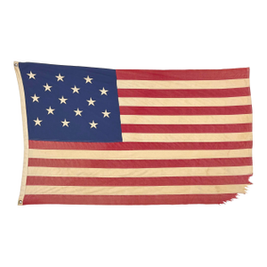 Vintage Cotton Embroidered 15 Star Spangled Banner American Flag