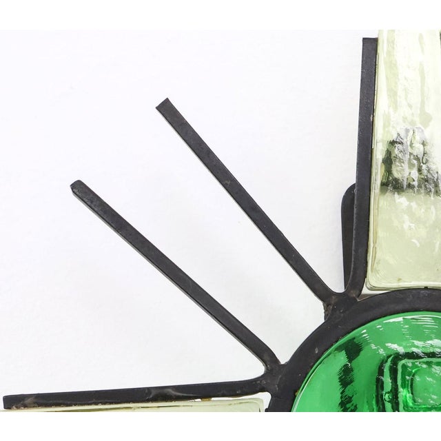 Danish Metal and Glass Sunburst Wall Lamp, 1960s For Sale - Image 10 of 11