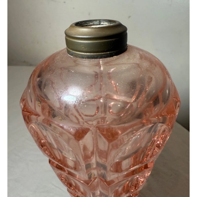 Antique 19th Century Westmoreland Coinspot Pink Glass Brass Whale Table Oil Lamp For Sale In New York - Image 6 of 9