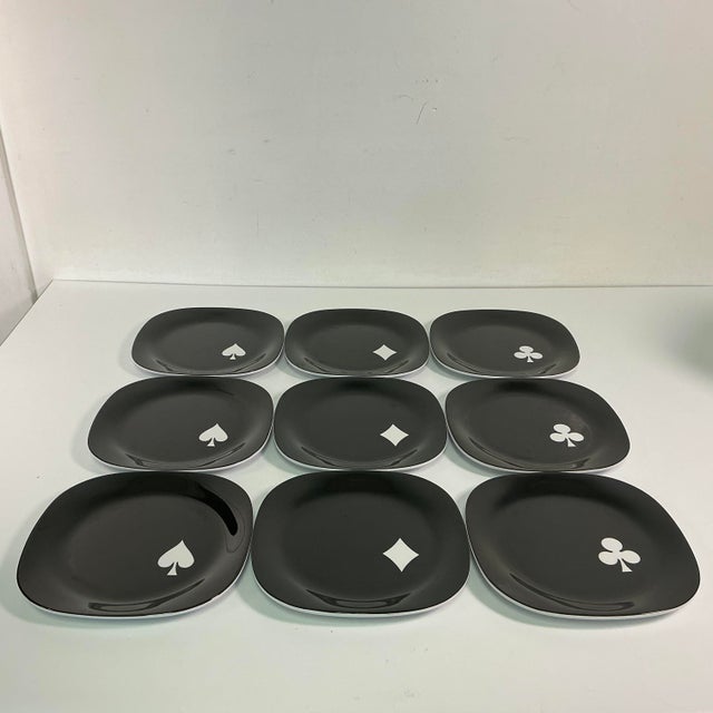 Black 1990s Vintage Americana Contemporary Boho Chic Melamine Snack/Dessert Plates - Set of 10. For Sale - Image 8 of 12