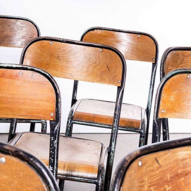 French Stacking D Back Dining Chairs in Blue from Mullca, 1950s, Set of 4 For Sale - Image 9 of 18
