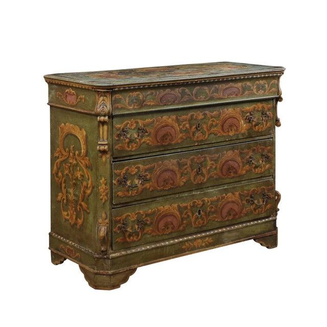 19th Century European Green Chest of Drawers For Sale - Image 12 of 12