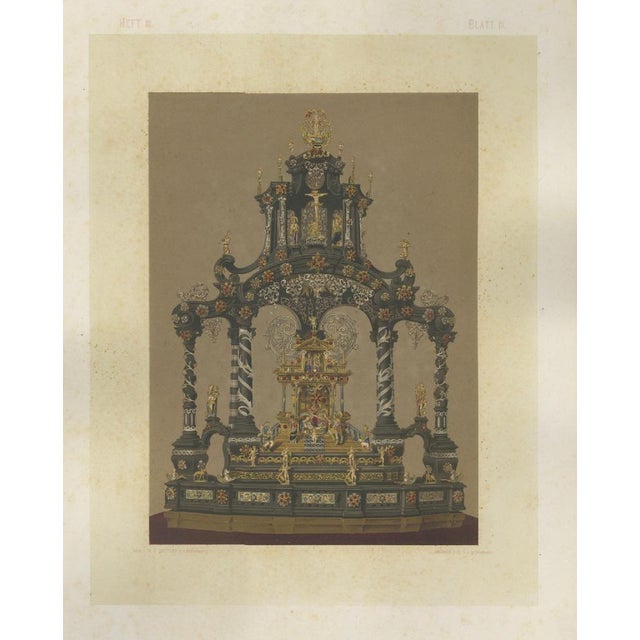 Gold Bavarian Royal Chapel Altar Shrines, 1874, Chromolithographs on Paper, Set of 2 For Sale - Image 8 of 13