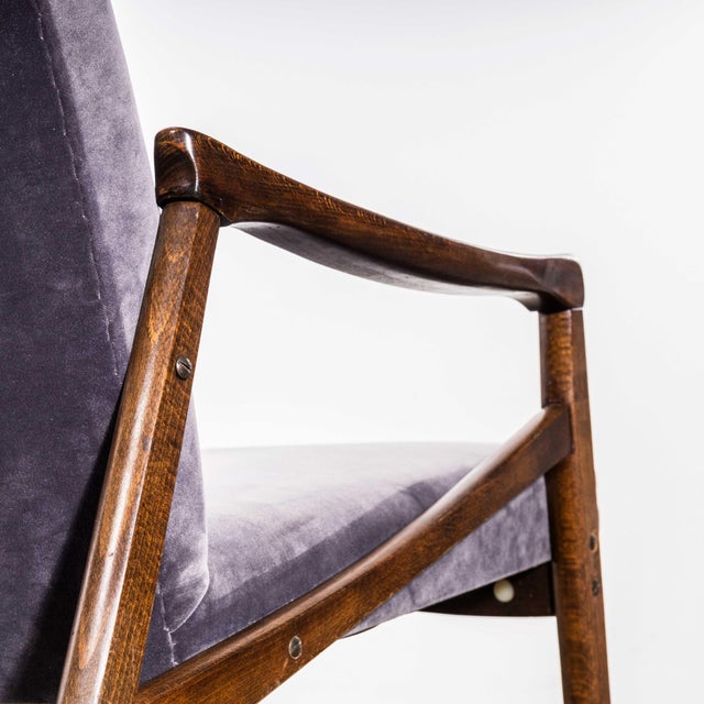 Gray Armchairs in Grey Cotton Velvet from Jaroslav Smidek, 1950s For Sale - Image 8 of 11