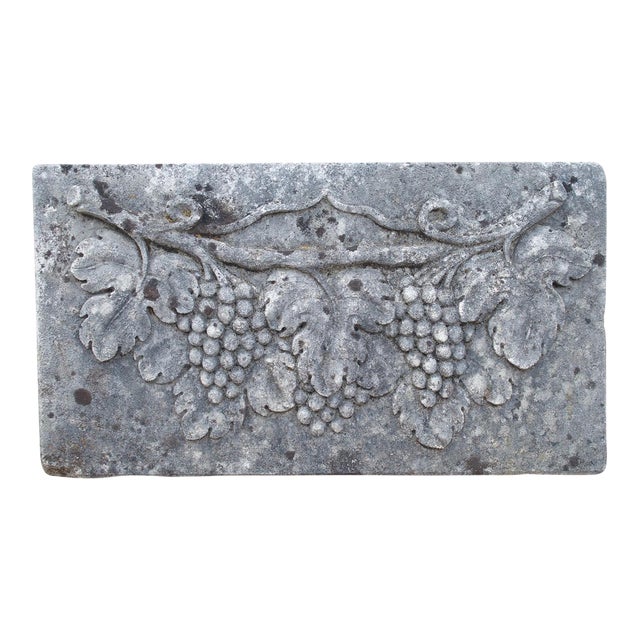Italian Bas Relief Plaque of a Grape Vine in Carved Limestone For Sale