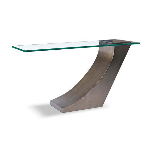 Modern Bronze Console Table Designed by Greg Sheres.;“Clasp” console table. Sculptural, Elegant, Timeless. The “Clasp”...