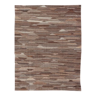 Modern Brown Kilim Rug by Keivan Woven Arts, Hand-Woven Wool, 8'8" X 11'9" For Sale