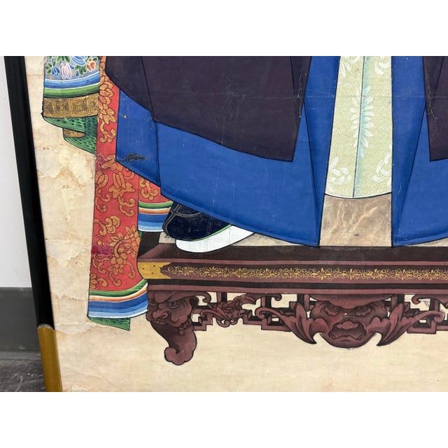 Textile Antique Chinese Qing Dynasty Ancestor Portraits, Pair For Sale - Image 7 of 12