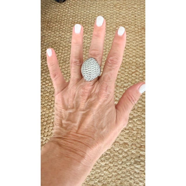1990s Large Pavé Diamond Dome Cocktail Ring in 18k White Gold, Size 6.5 For Sale - Image 13 of 13