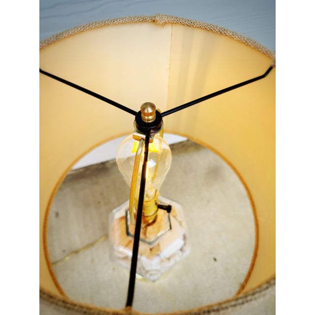 Ivory Vintage Coastal Seashell-Filled Glass Table Lamp With Burlap Shade For Sale - Image 8 of 12