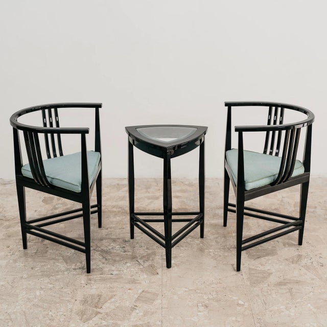 Black Black Ash Armchairs and Coffee Table by Ernest Archibald Taylor, 1980s, Set of 3 For Sale - Image 8 of 12